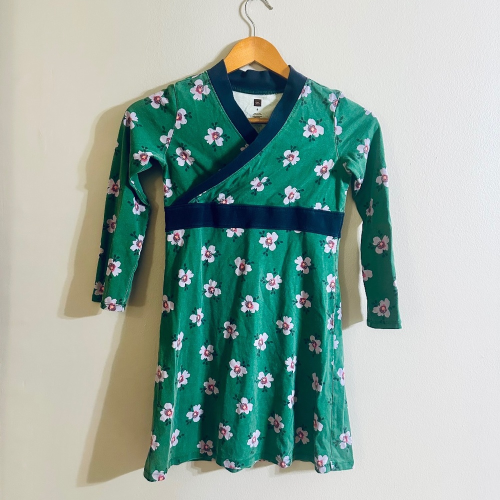 Tea Collection Girls Kimono-Style Long Sleeve tunic Dress size 8 Cherry Blossom
